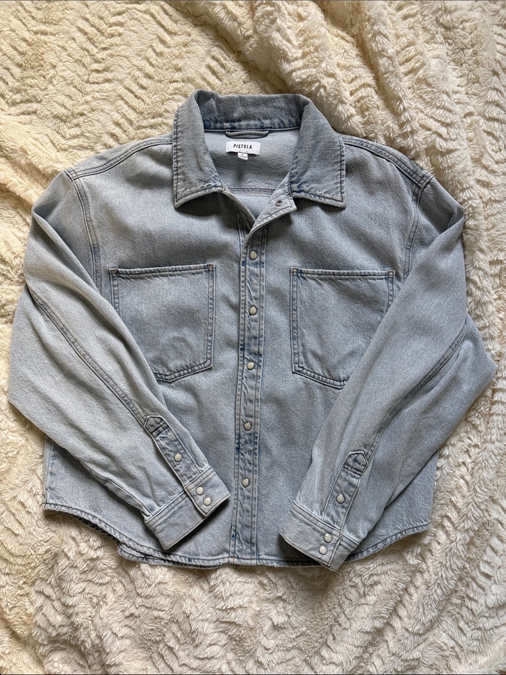 pistola Faded Light Blue Denim button up
